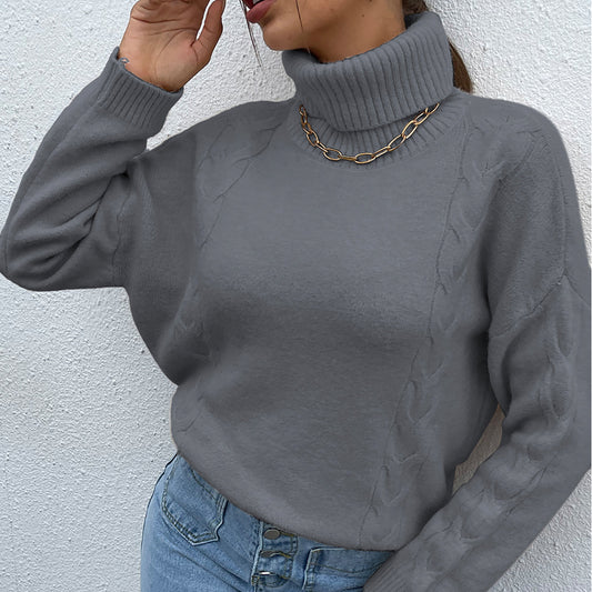 Turtleneck Dropped Shoulder Long Sleeve Sweater