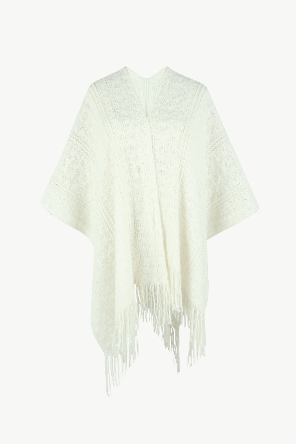 Open Front Fringe Hem Poncho