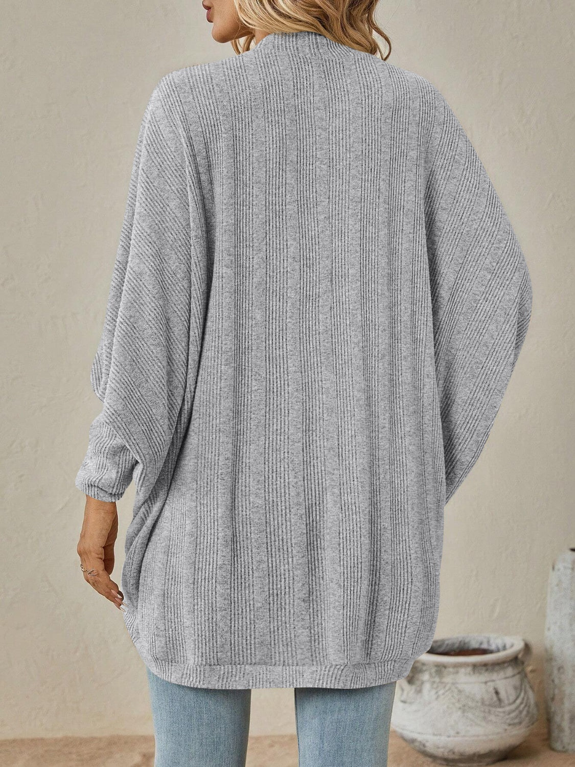 Open Front  Dropped Shoulder Cardigan